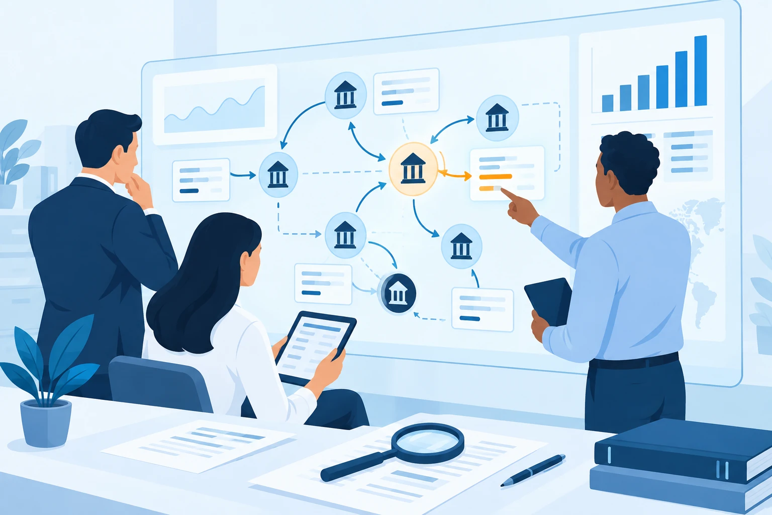Financial Forensics — cartoon illustration